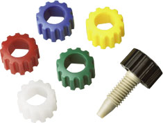 VICI Jour Colour-It Fingertight Adapters for 1/4" Hex-head Nuts, Black, 5/pkg - JR-55013-5 - Click Image to Close